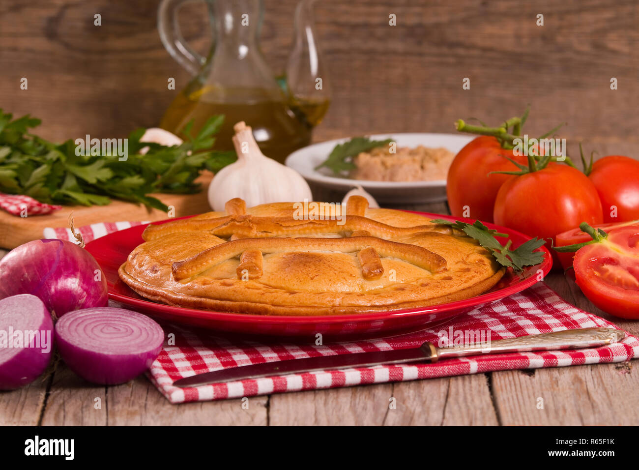 Spanish tuna pie Stock Photo Alamy
