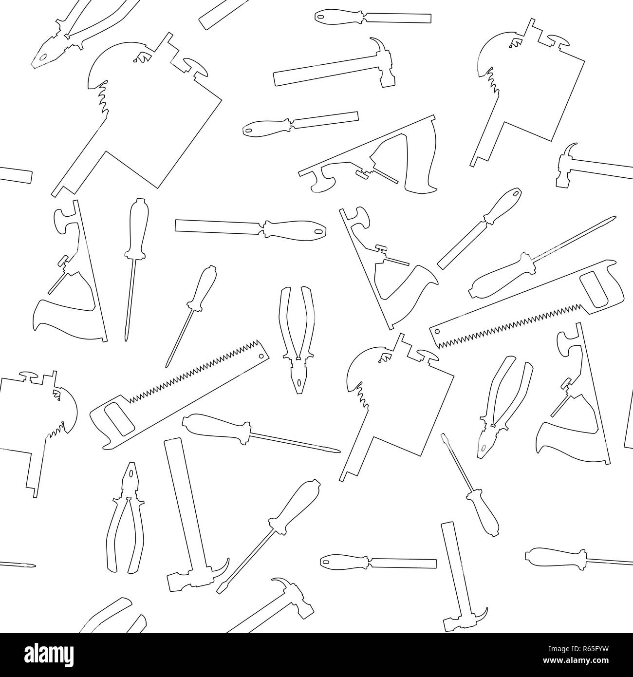 Vector pattern in flat style - hand tools for repair and woodwork Stock Vector