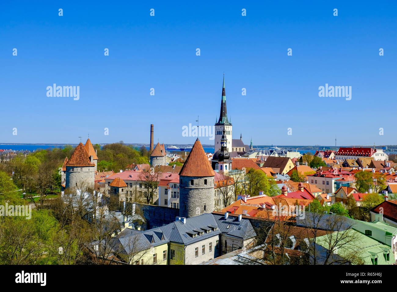 View over the old town - Tallinn, Estonia, Baltic States, Europe Stock Photo