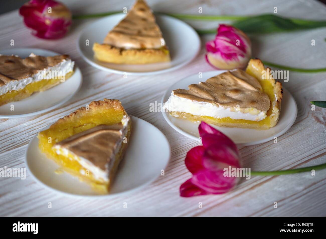 dessert -  lemon tarts on the table Stock Photo
