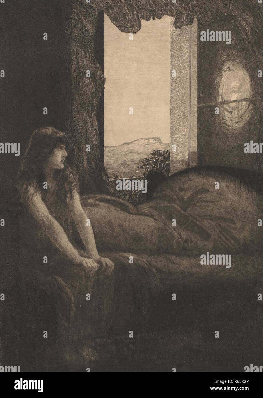 Awakening (Plate 8) (Erwachen) from the series Eine Liebe, Opus X. Dimensions: 68.5 cm x 51.4 cm, 45.5 cm x 31.8 cm, 40.4 cm x 28.8 cm. Museum: Van Gogh Museum, Amsterdam. Author: KLINGER, MAX. Stock Photo