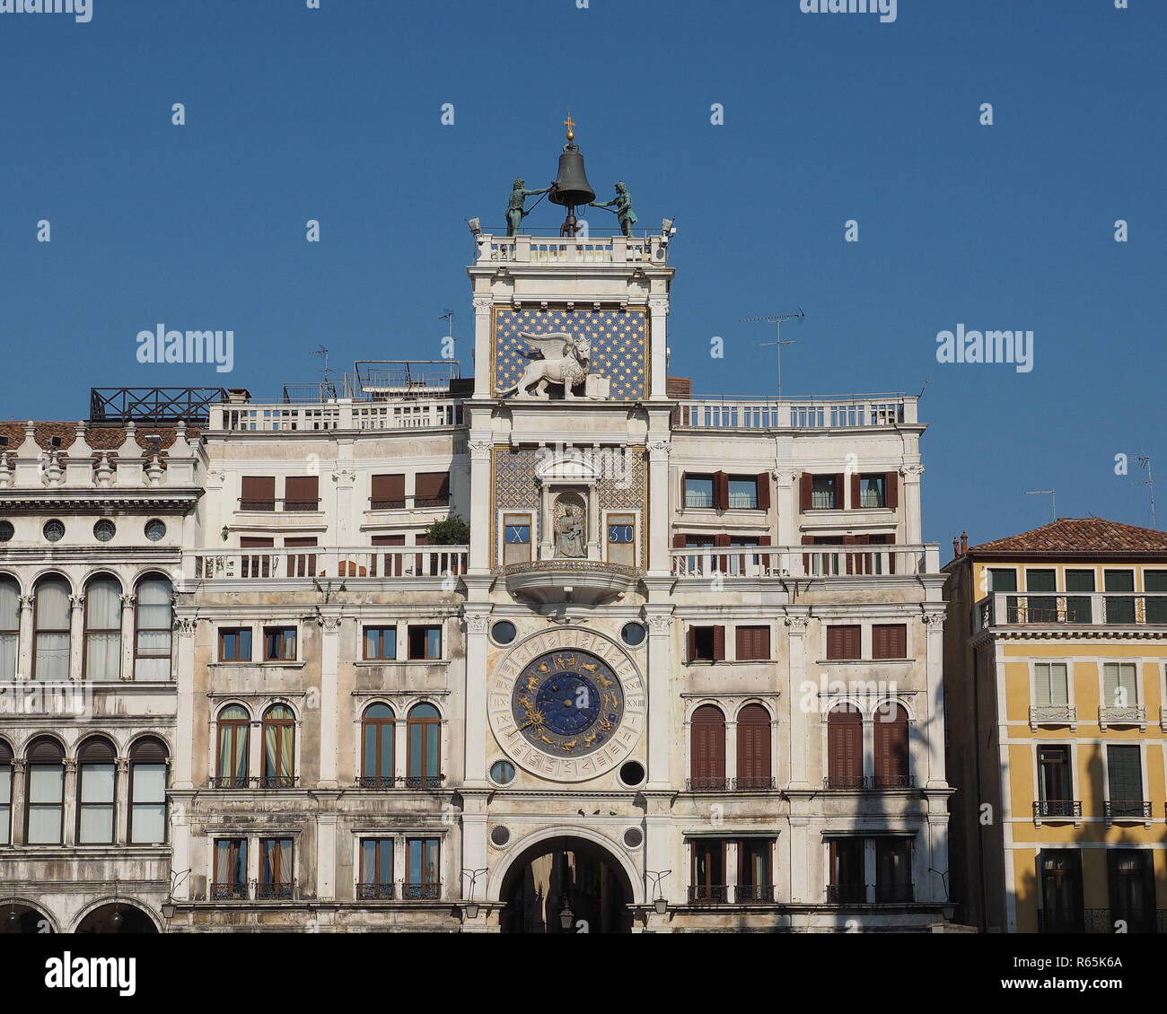 St Mark clock tower in Venice Stock Photo - Alamy