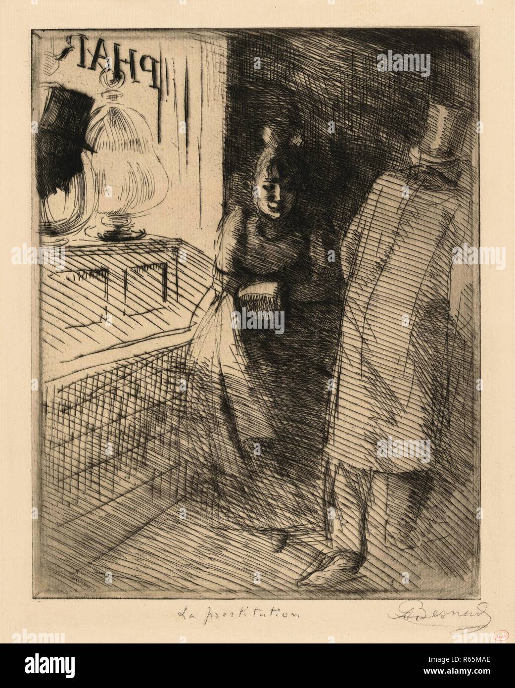 Prostitution (La prostitution). Dimensions: 44.5 cm x 31.7 cm, 31.2 cm x 24.5 cm, 31.2 cm x 24.5 cm. Museum: Van Gogh Museum, Amsterdam. Author: BESNARD, ALBERT. Albert Besnard. Stock Photo