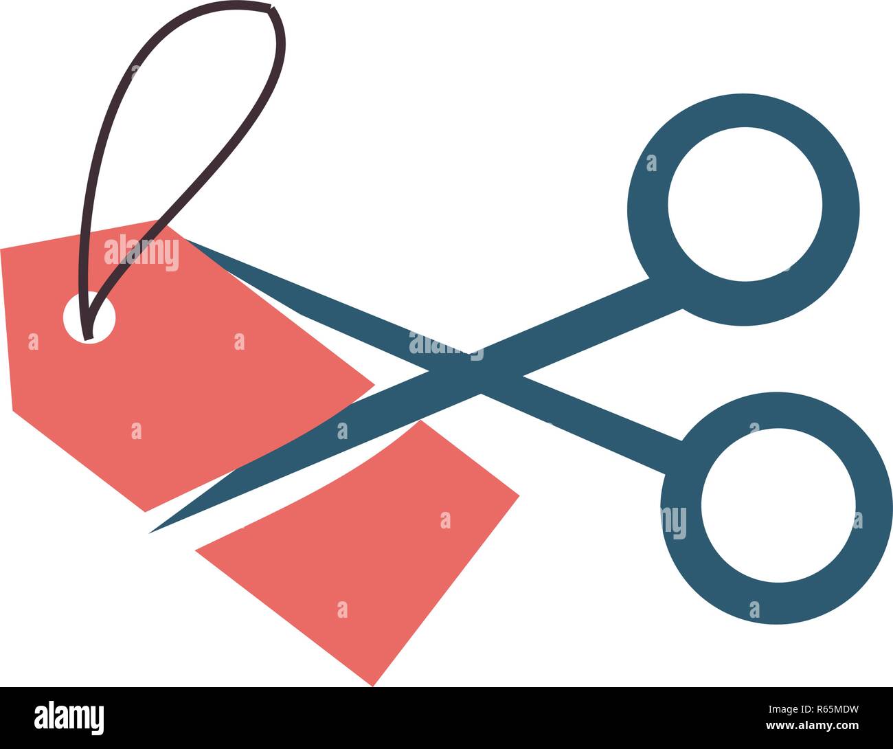commercial tag hanging with scissors vector illustration design Stock