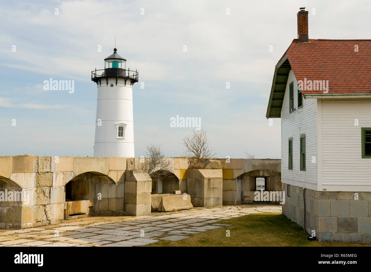 British established Fort William and Mary on New Castle Island to defend entrance to Piscataqua River and Portsmouth Harbor. Known as the 'castle' the Stock Photo