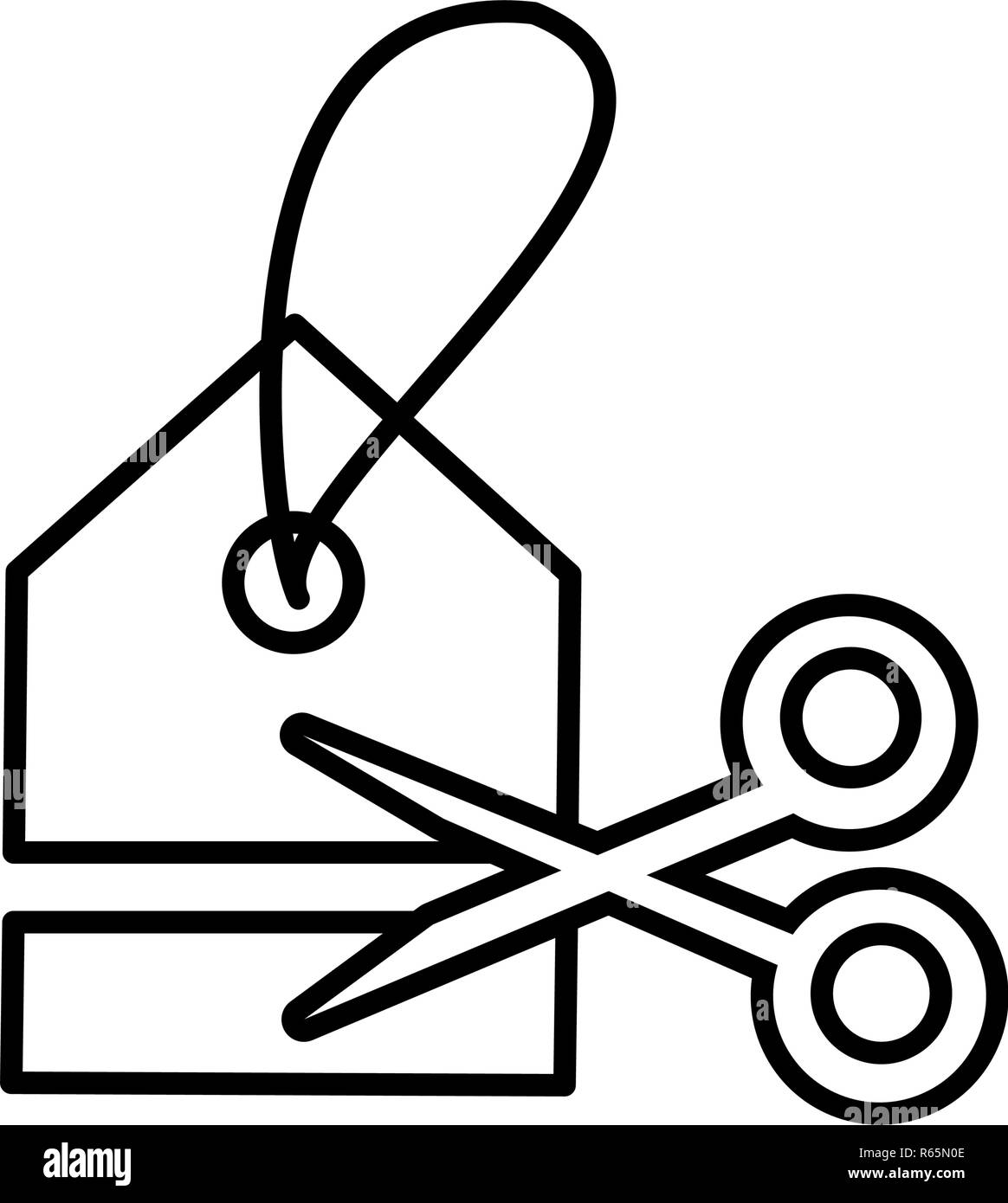 commercial tag hanging with scissors vector illustration design Stock