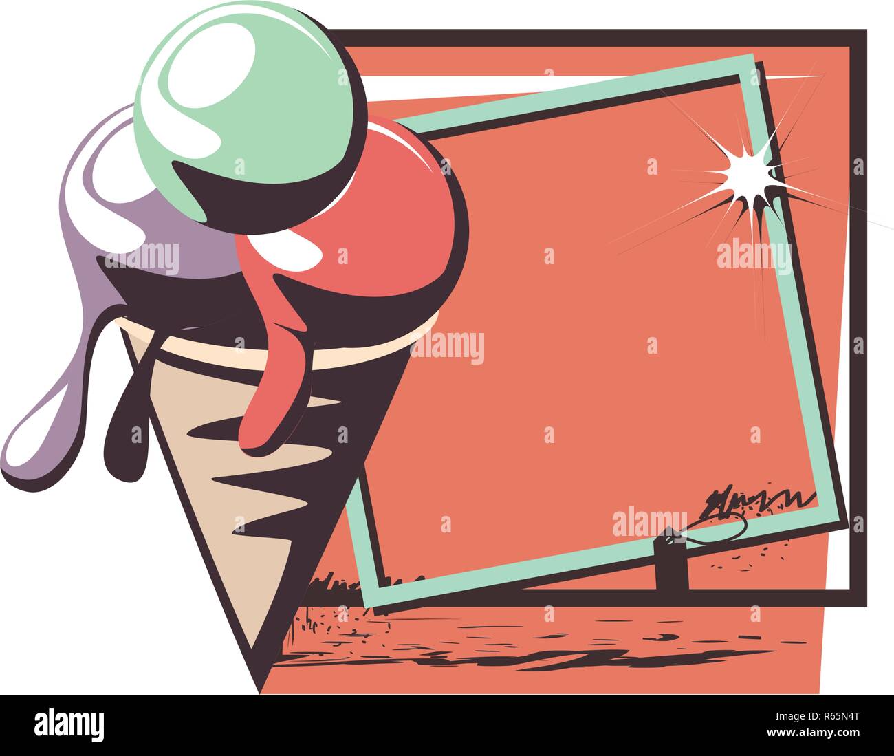 retro ice cream frame vector illustration design Stock Vector