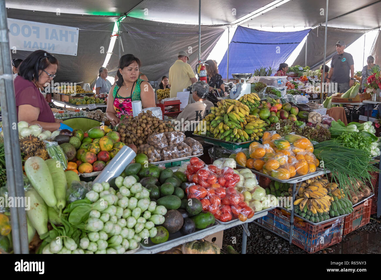 Hilo, Hawaii - The Hilo Farmers Market. Stock Photo