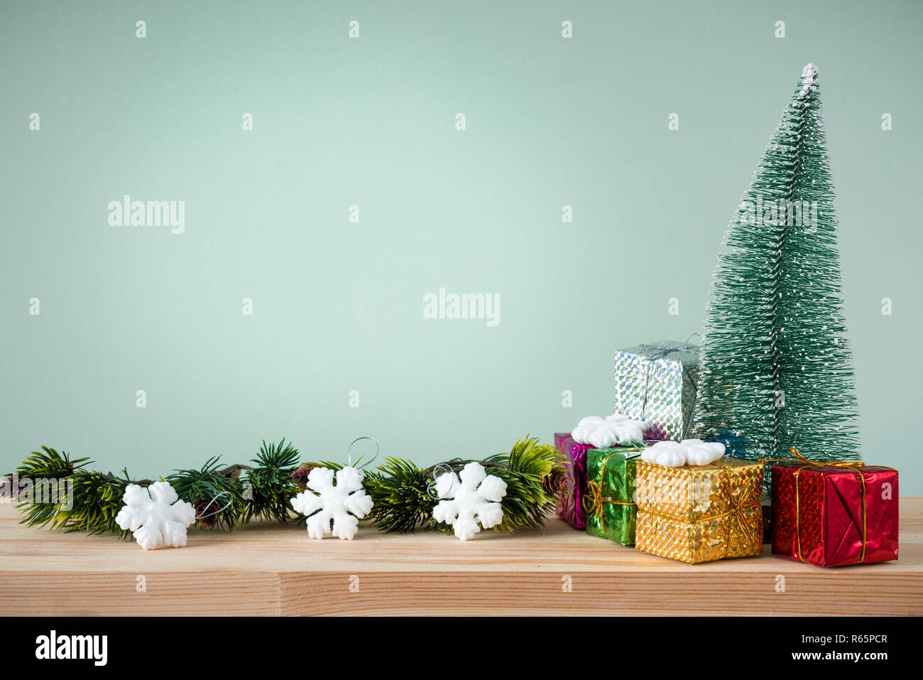 Christmas background 2019 of decorations on the table Stock Photo