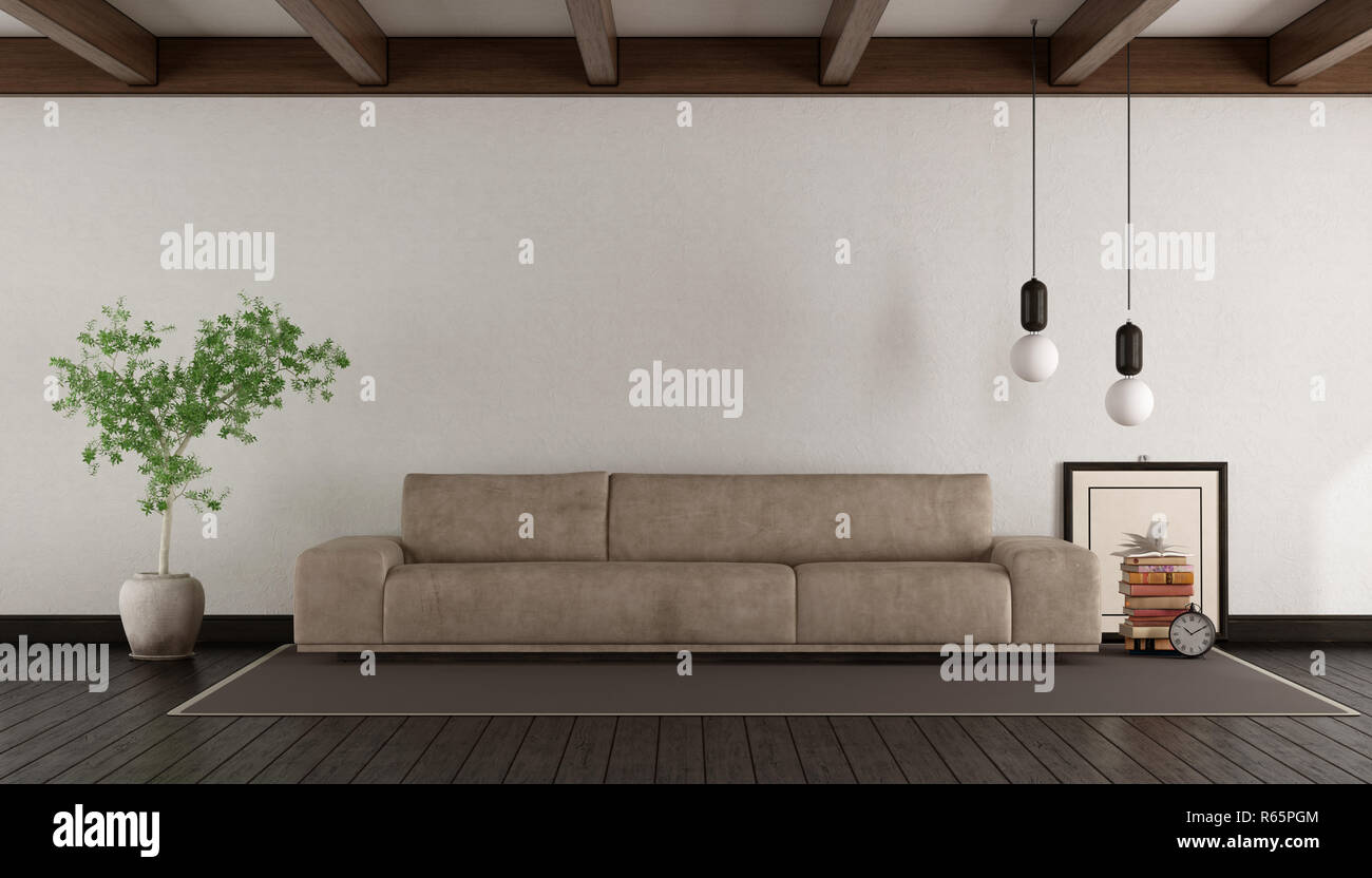 Living room with leather sofa Stock Photo