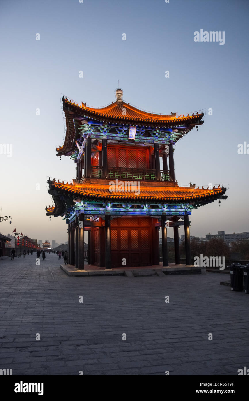 Beautiful illuminated traditional chinese temple on the Xi'An City