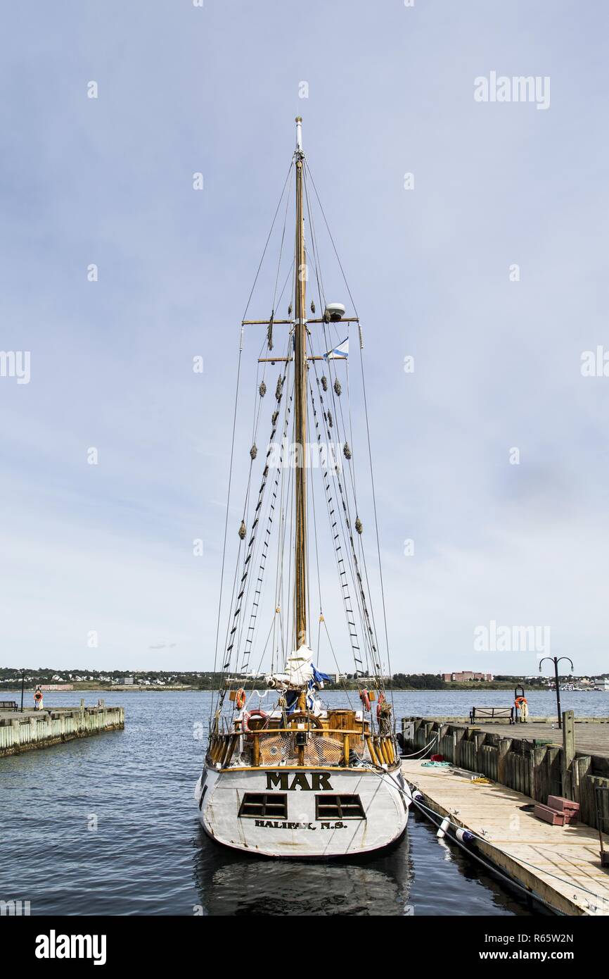 HALIFAX, NOVA SCOTIA - September 22, 2015: The Halifax Harbour Walk is a boardwalk open to the public 24 hours a day, which houses shops, restaurants  Stock Photo