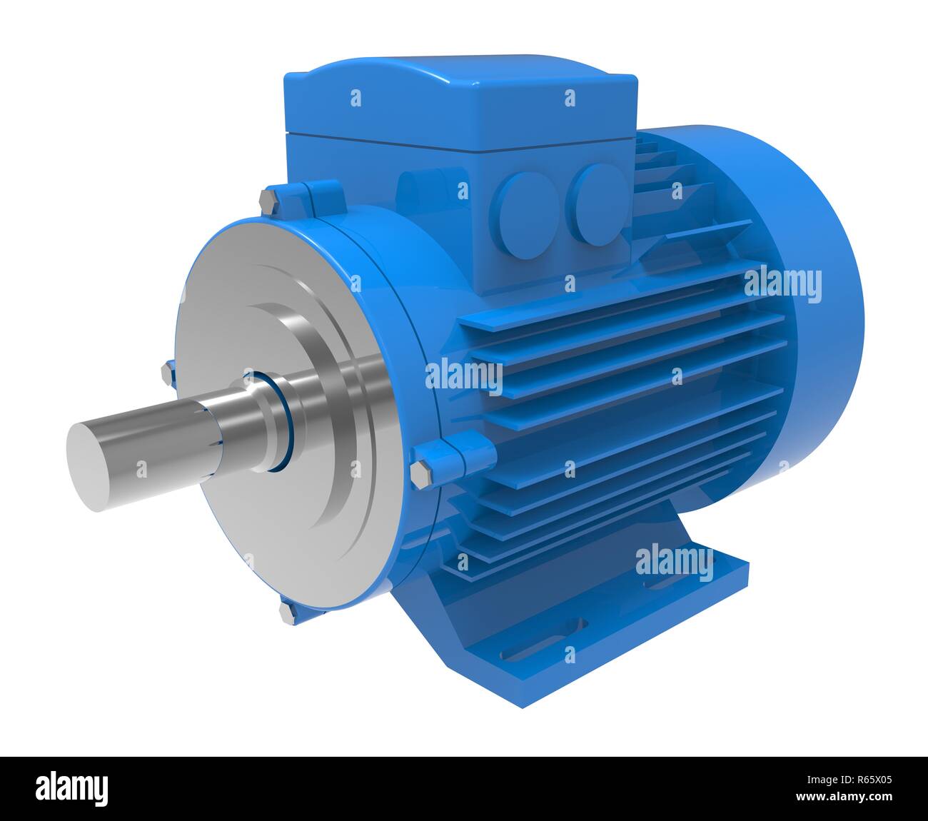3D Illustration Industrial Blue Electric Motor Isolated on White Stock ...