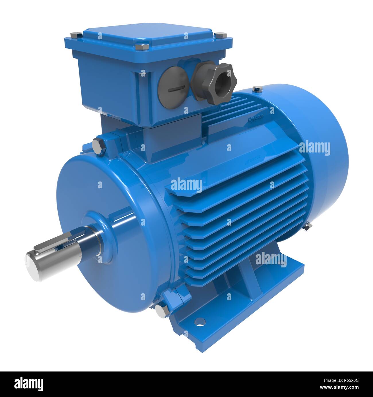 3D Illustration Industrial Blue Electric Motor Isolated on White Stock ...