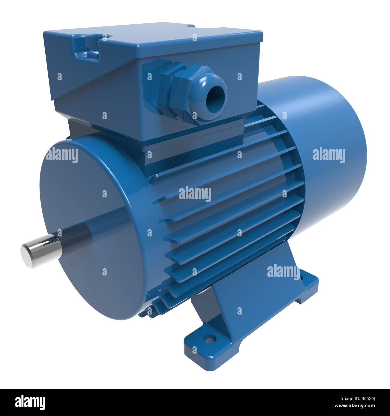 3D Illustration Industrial Blue Electric Motor Isolated on White Stock ...