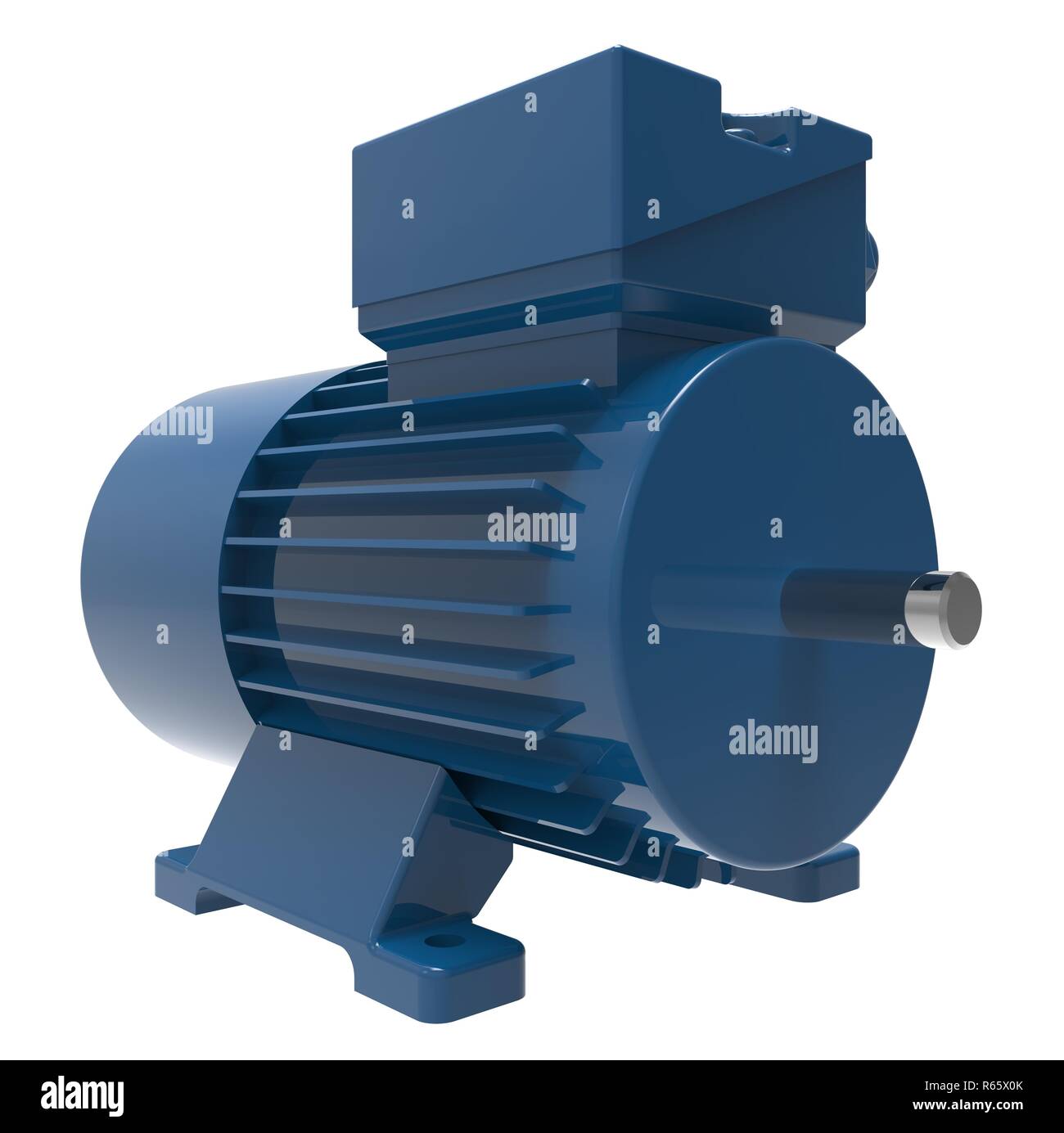 3D Illustration Industrial Blue Electric Motor Isolated on White Stock ...