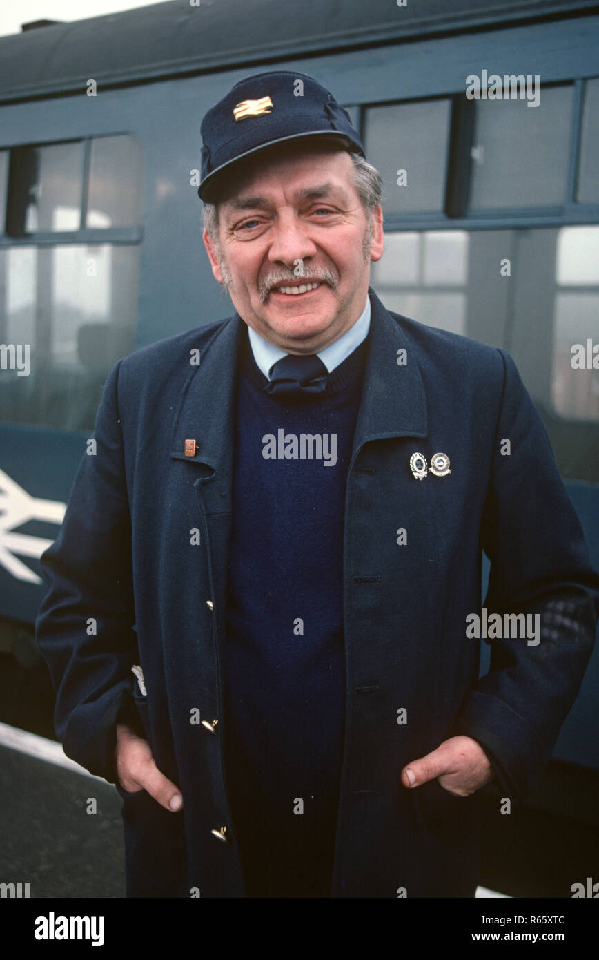 British Rail train driver on the British Rail Preston to Colne railway