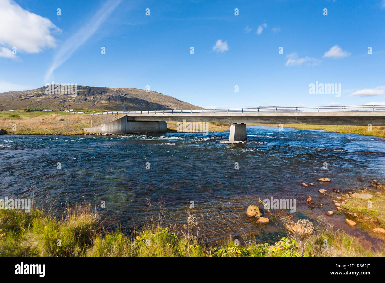 bridge over Bruara river in Iceland in september Stock Photo