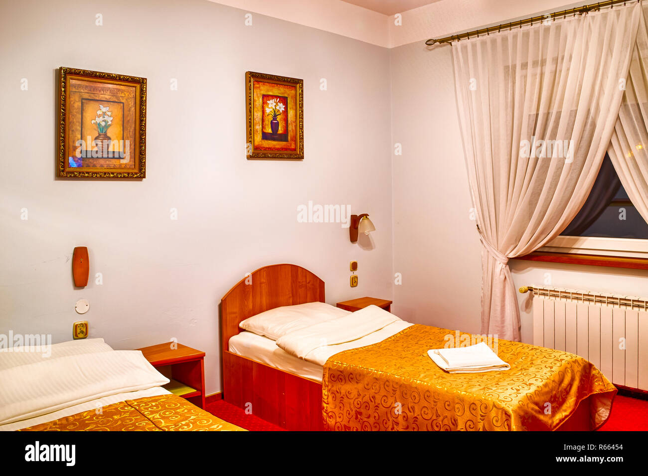 Interior architecture on the example of a bedroom and bathroom Stock Photo