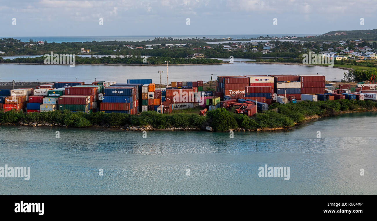 Shipping containers Port of St. John's, Antigua Stock Photo Alamy
