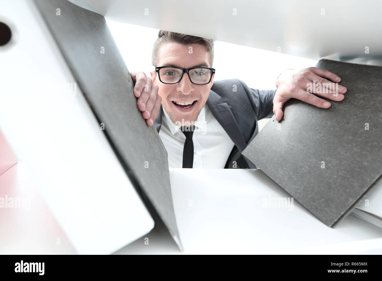Cheerful happy employee smiles hi-res stock photography and images - Alamy