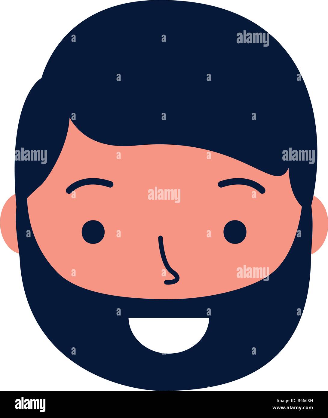 smiling man face cartoon white background vector illustration Stock ...