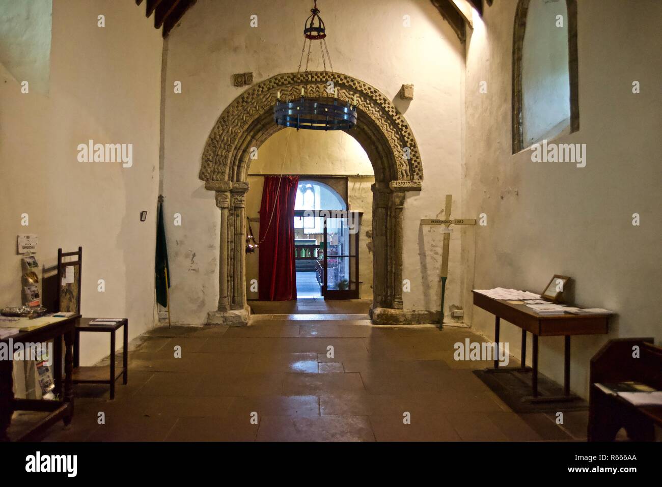 Penmon Priory St Seiriol's Church interior Stock Photo
