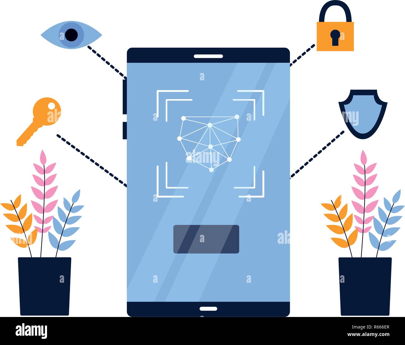 smartphone biometric scan eye security vector illustration Stock Vector ...