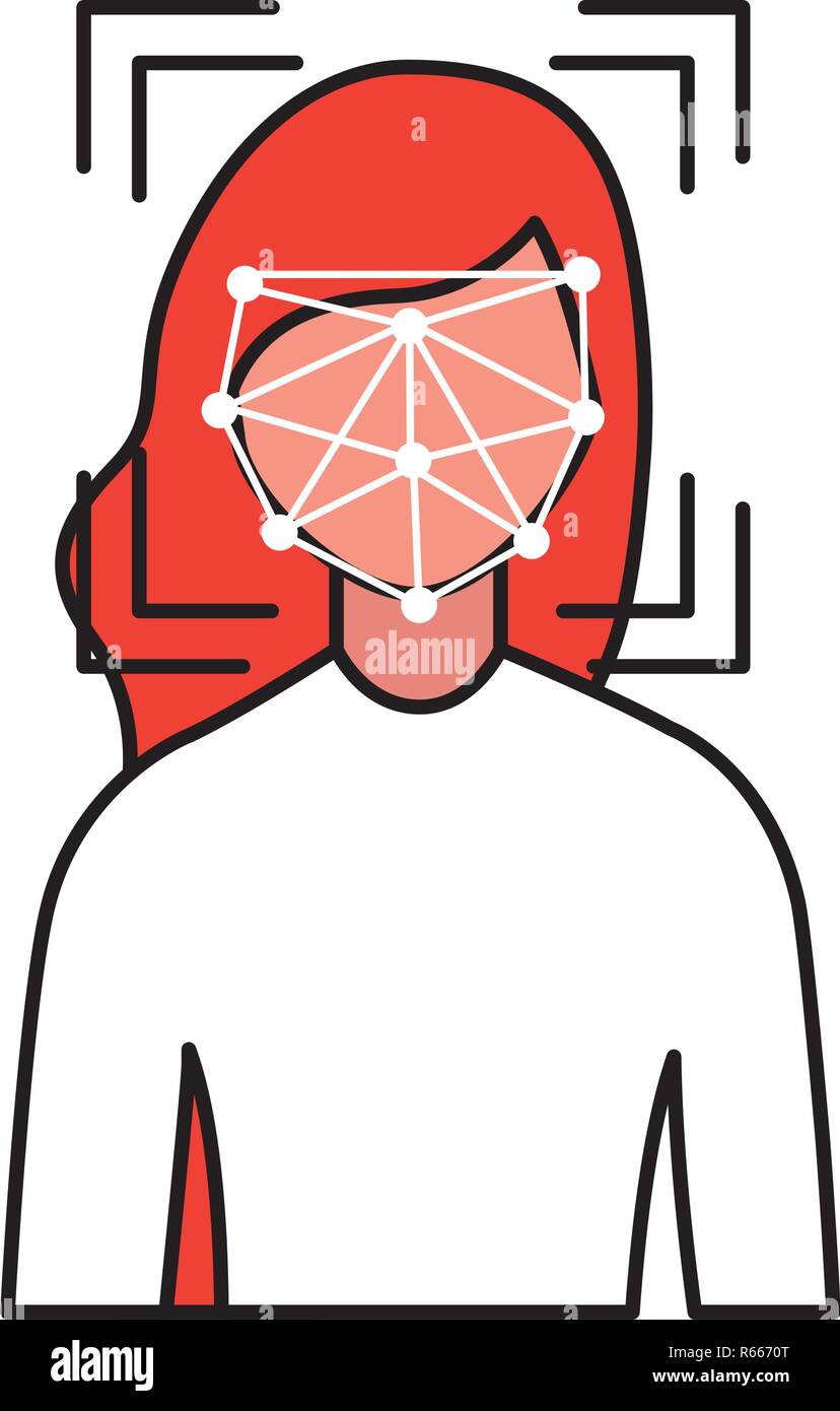 woman face scan process gadget vector illustration Stock Vector Image ...