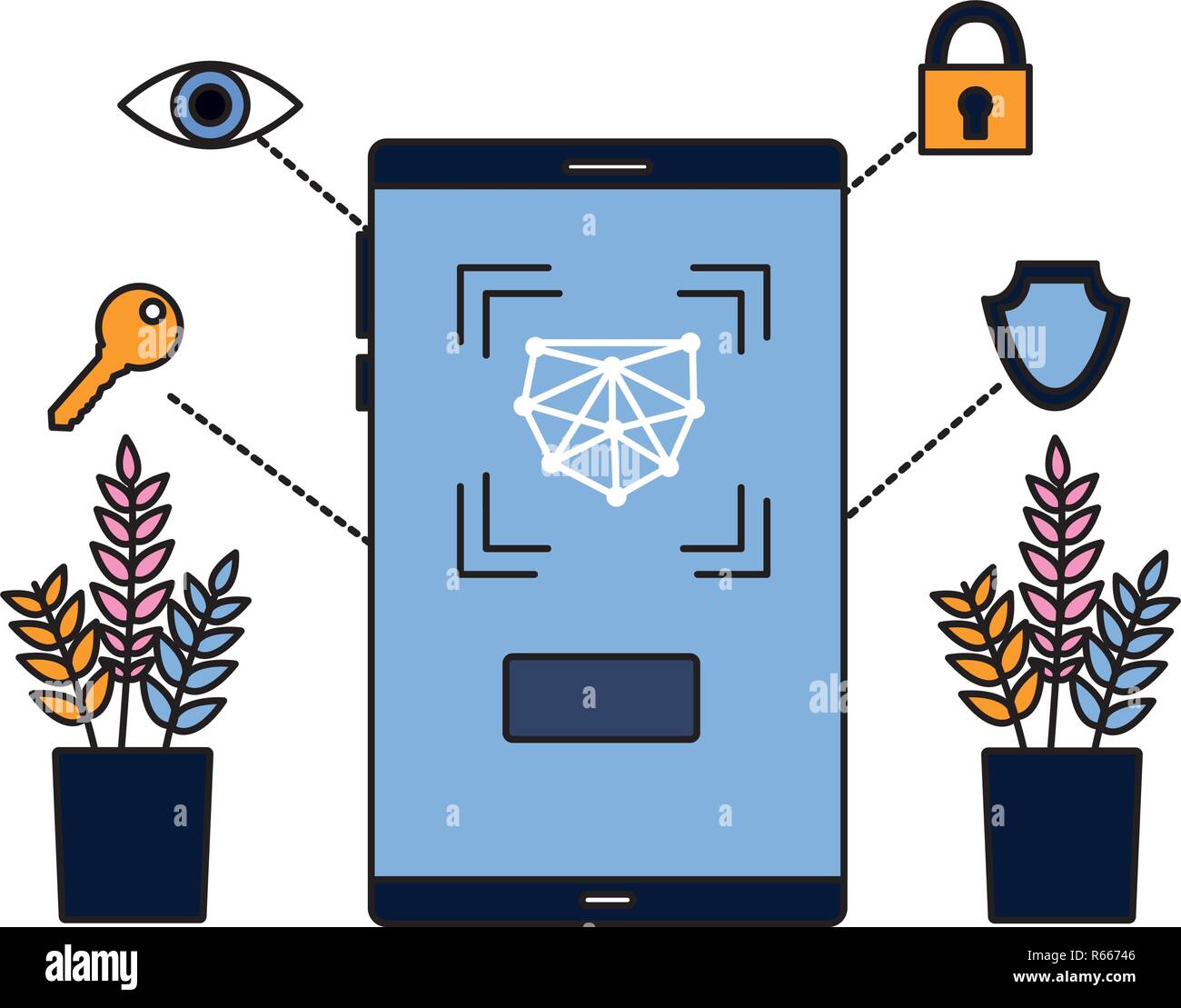 smartphone biometric scan eye security vector illustration Stock Vector ...
