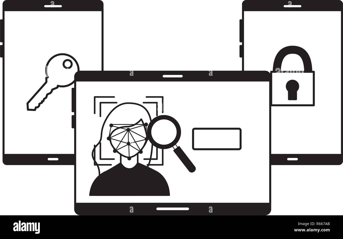 technology biometric face scan security analysis vector illustration ...