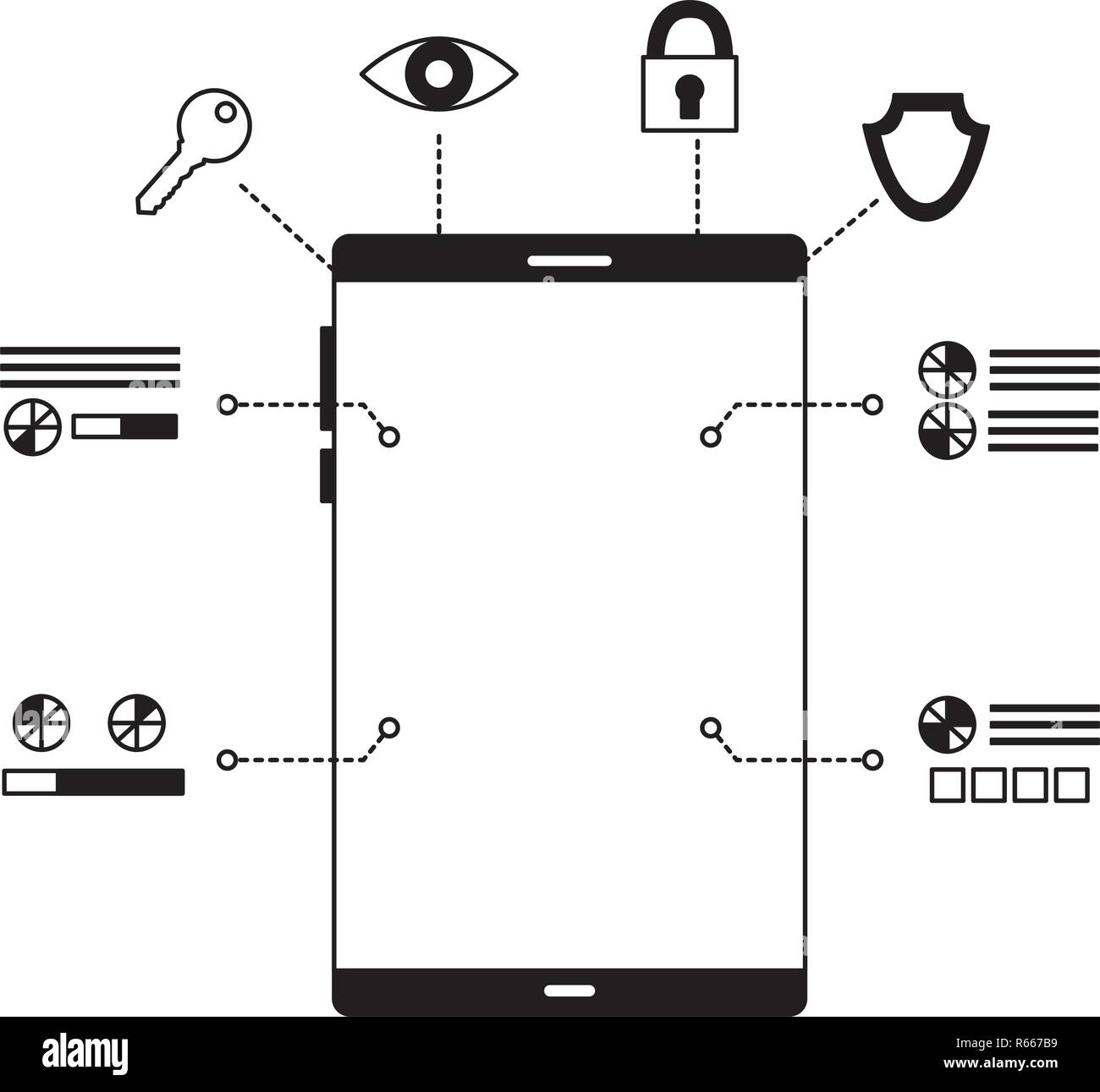 smartphone device security digital scan vector illustration Stock ...