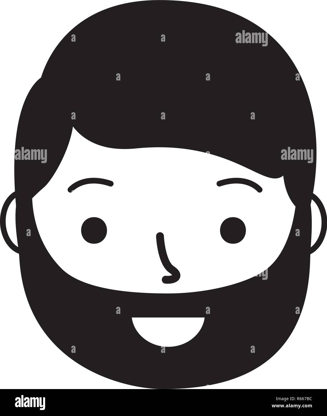 smiling man face cartoon white background vector illustration Stock ...