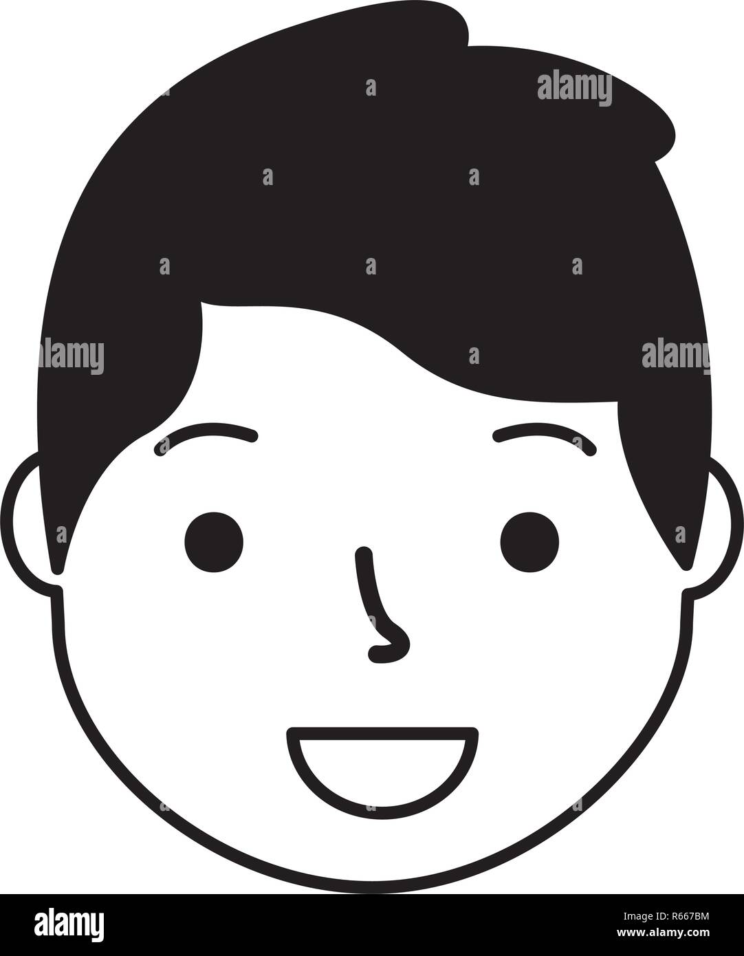 smiling man face cartoon white background vector illustration Stock ...