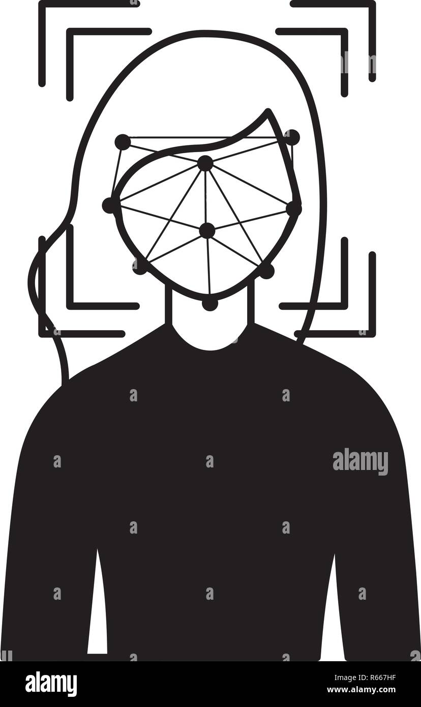 woman face scan process gadget vector illustration Stock Vector Image ...