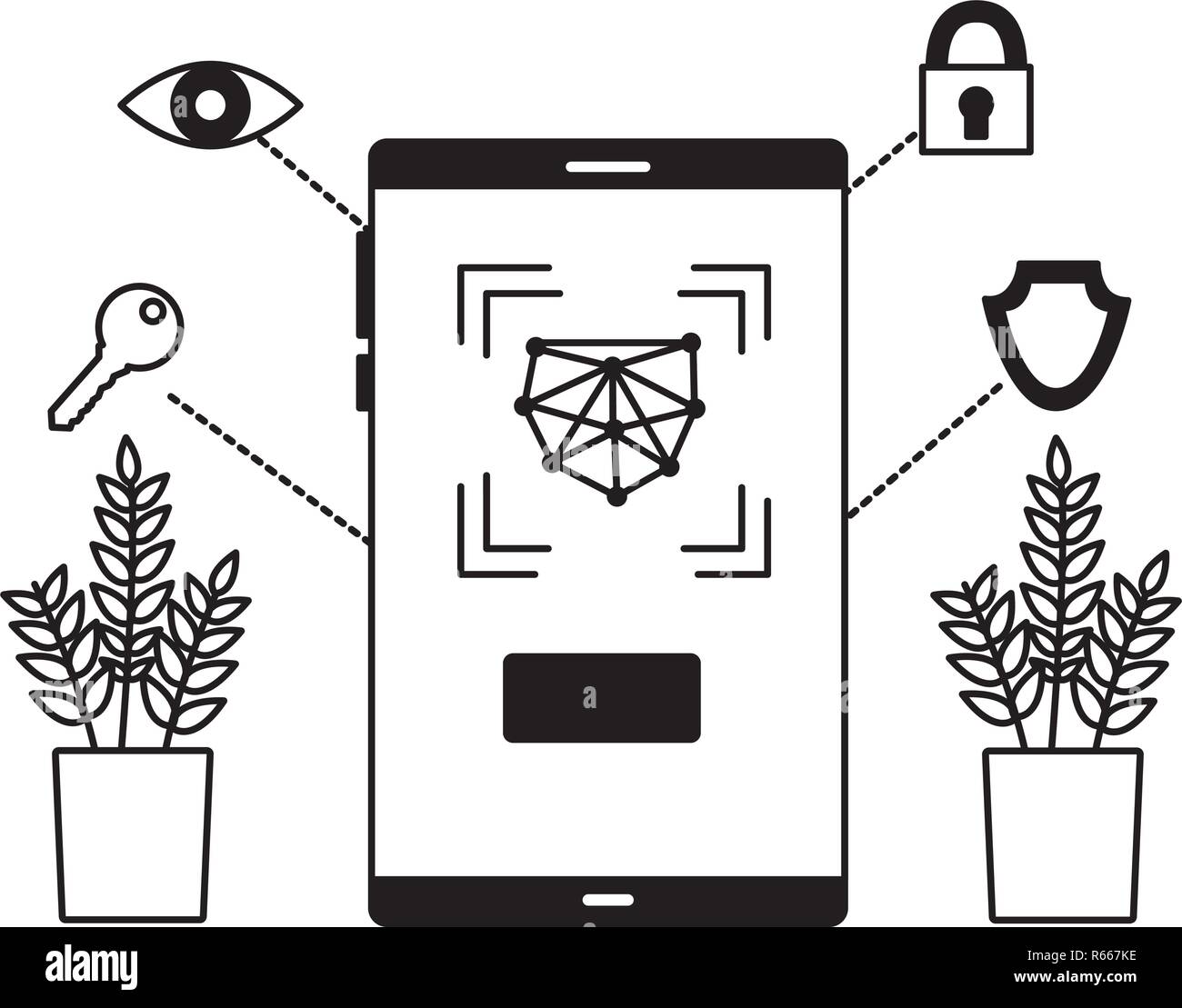 smartphone biometric scan eye security vector illustration Stock Vector ...