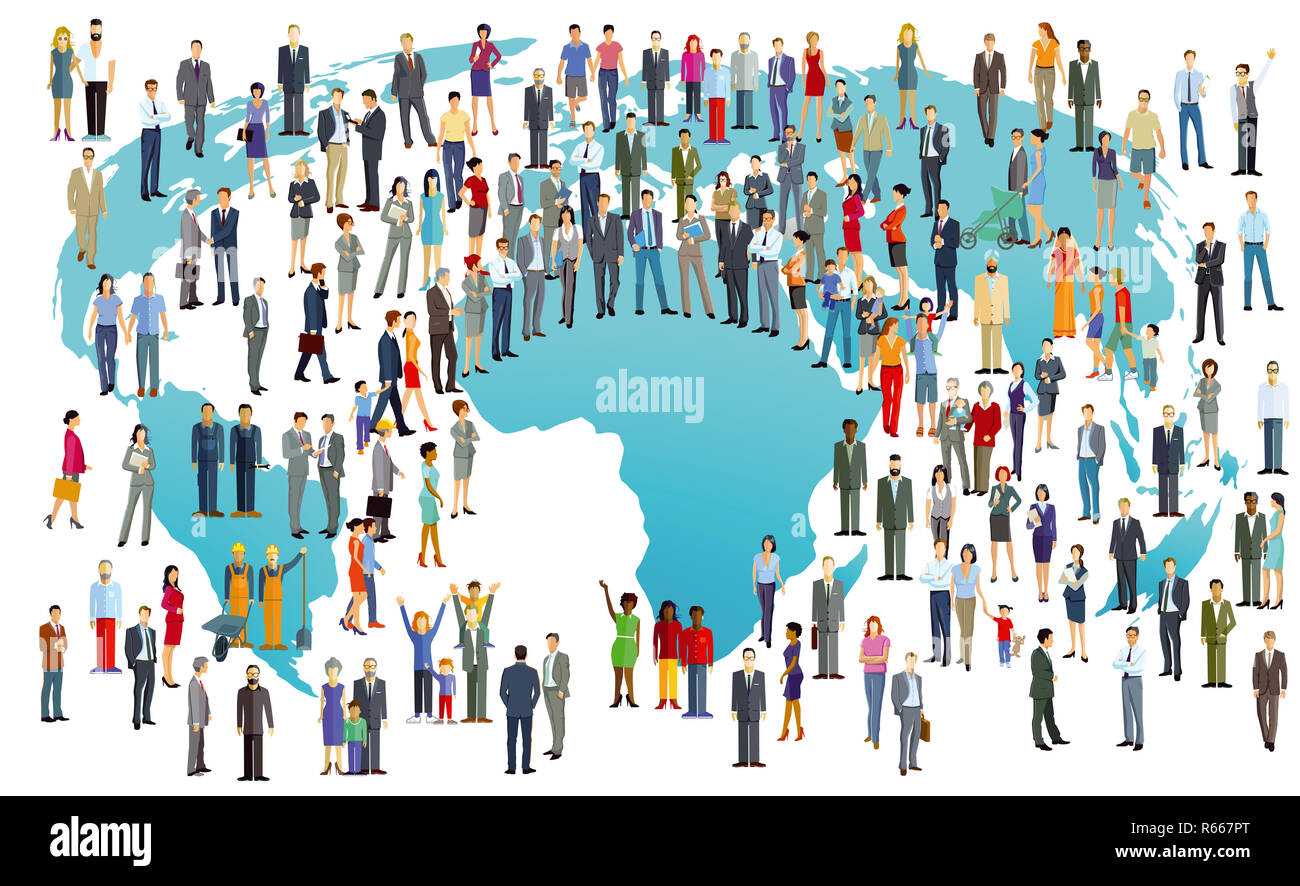 world population international,illustration Stock Photo