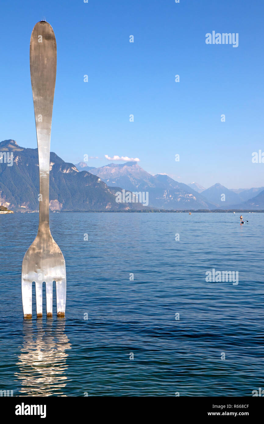 The Fork in Lake Geneva at Vevey Stock Photo Alamy