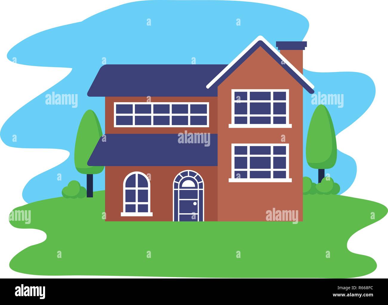 house tree garden exterior scene vector illustration Stock Vector Image ...