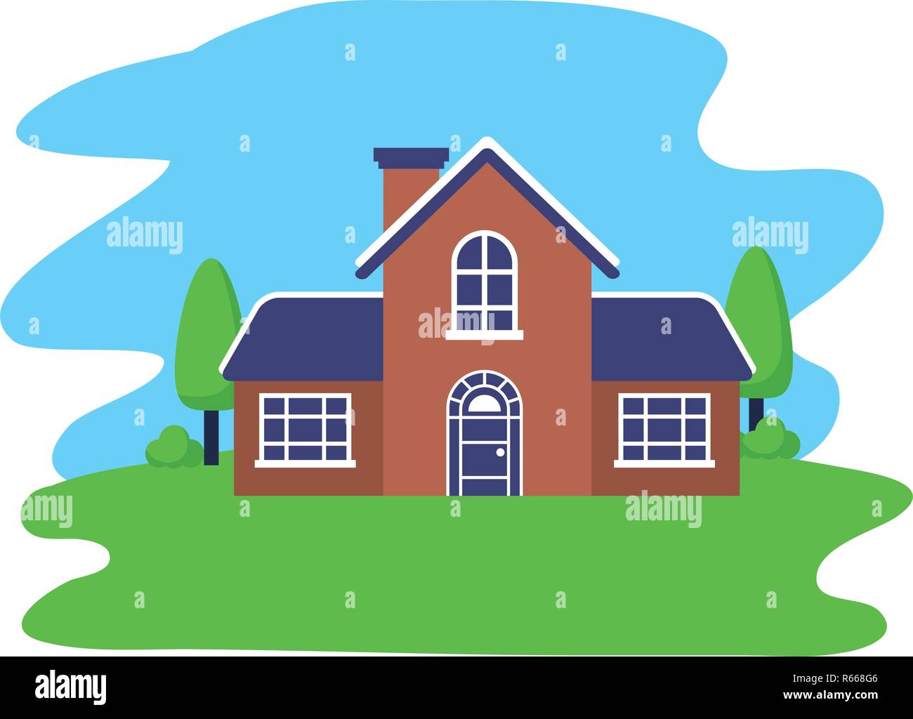 house tree garden exterior scene vector illustration Stock Vector Image ...