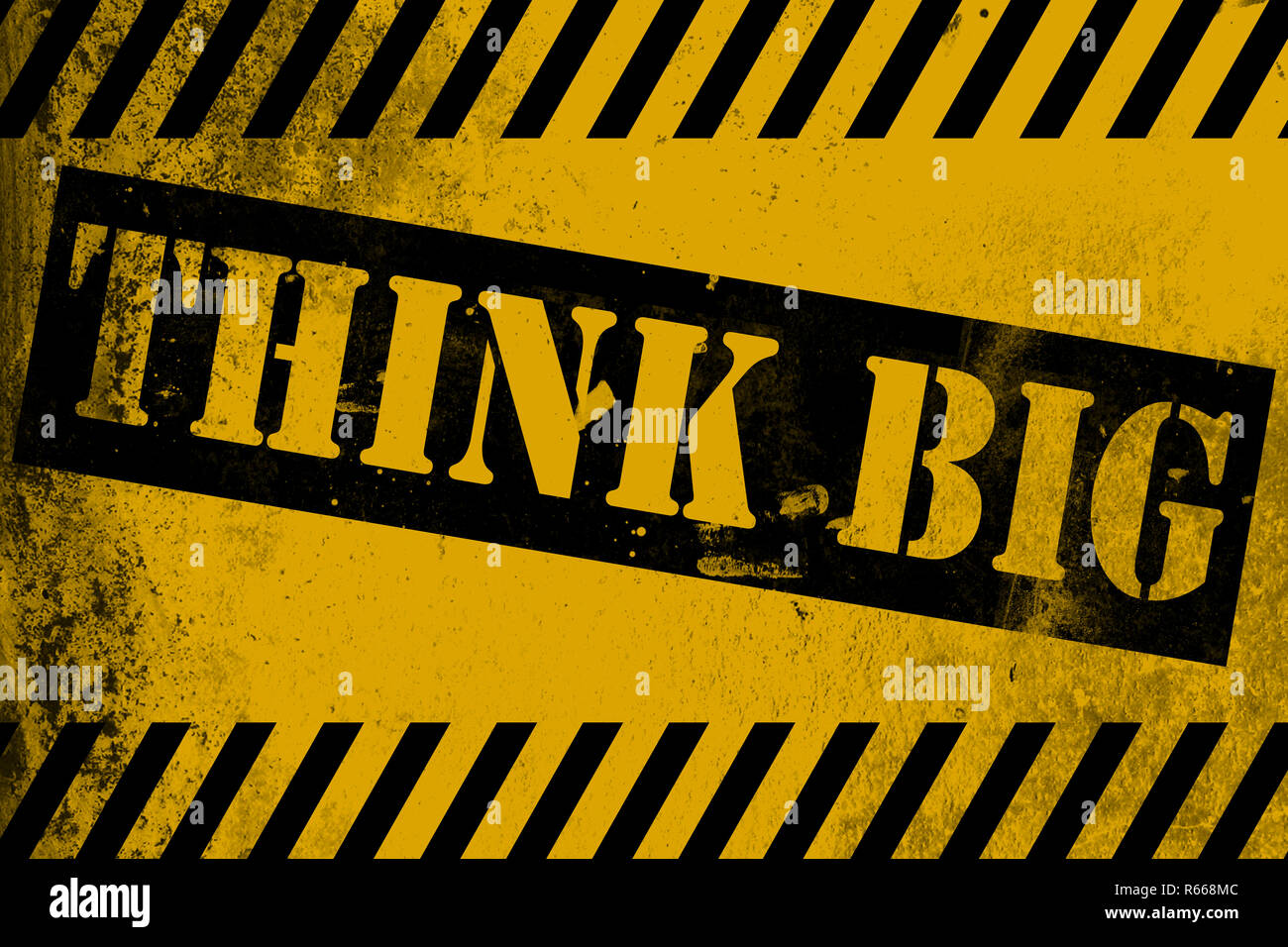 Think big sign yellow with stripes Stock Photo Alamy