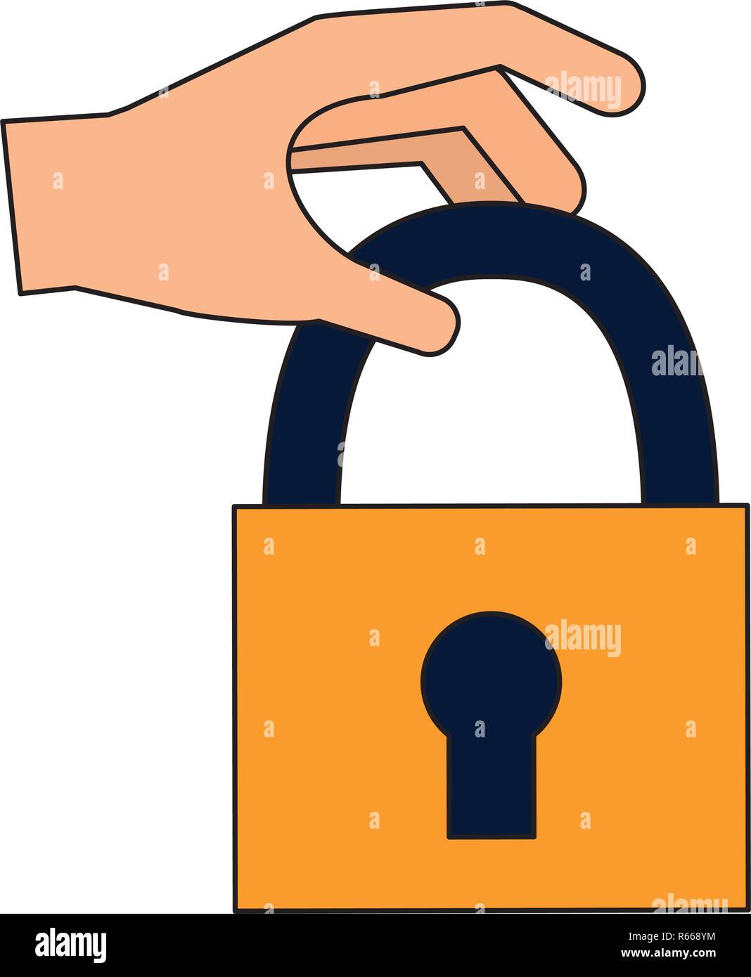 hand holding padlock protection security vector illustration Stock ...