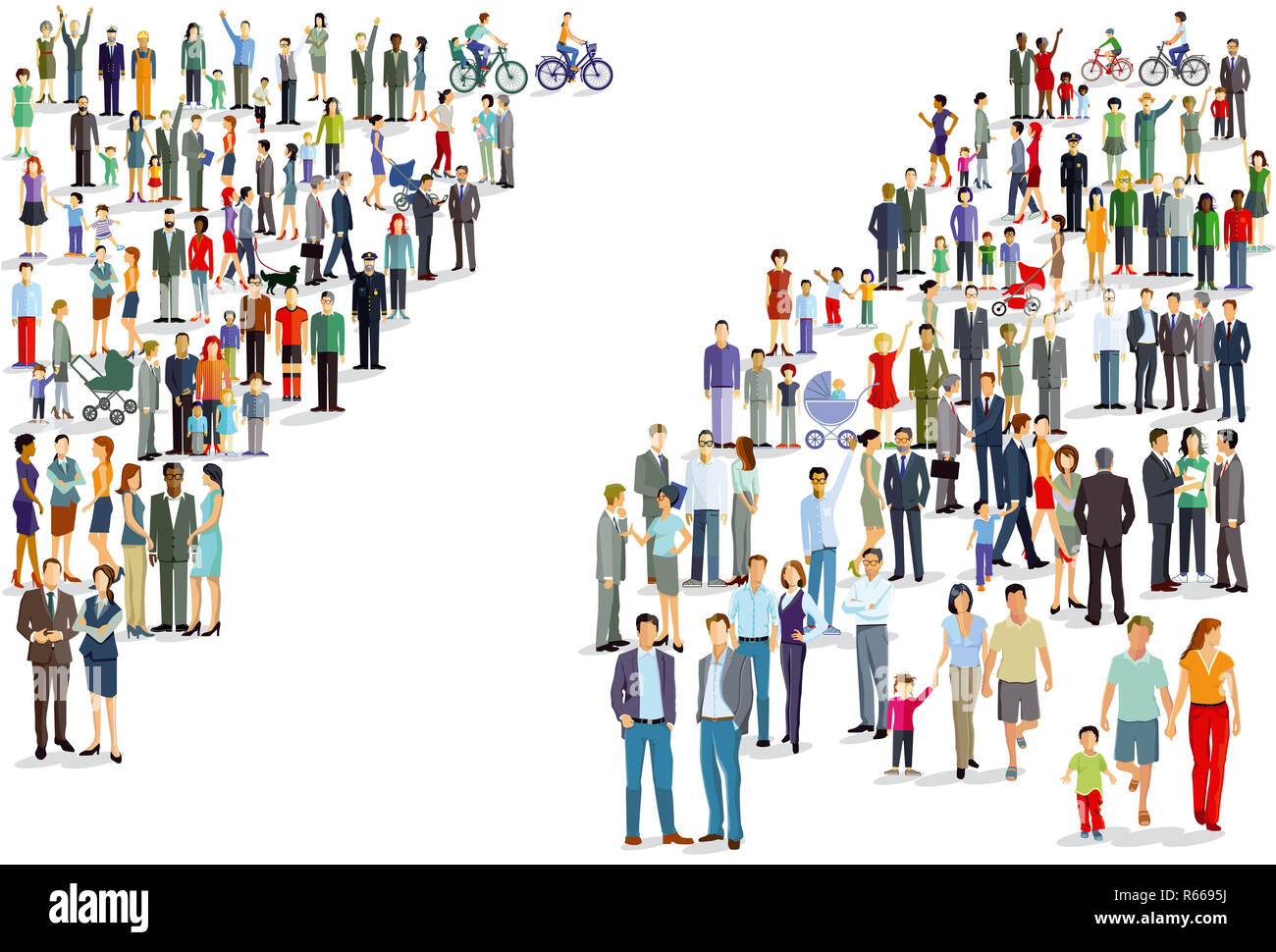 people groups directions illustration Stock Photo - Alamy