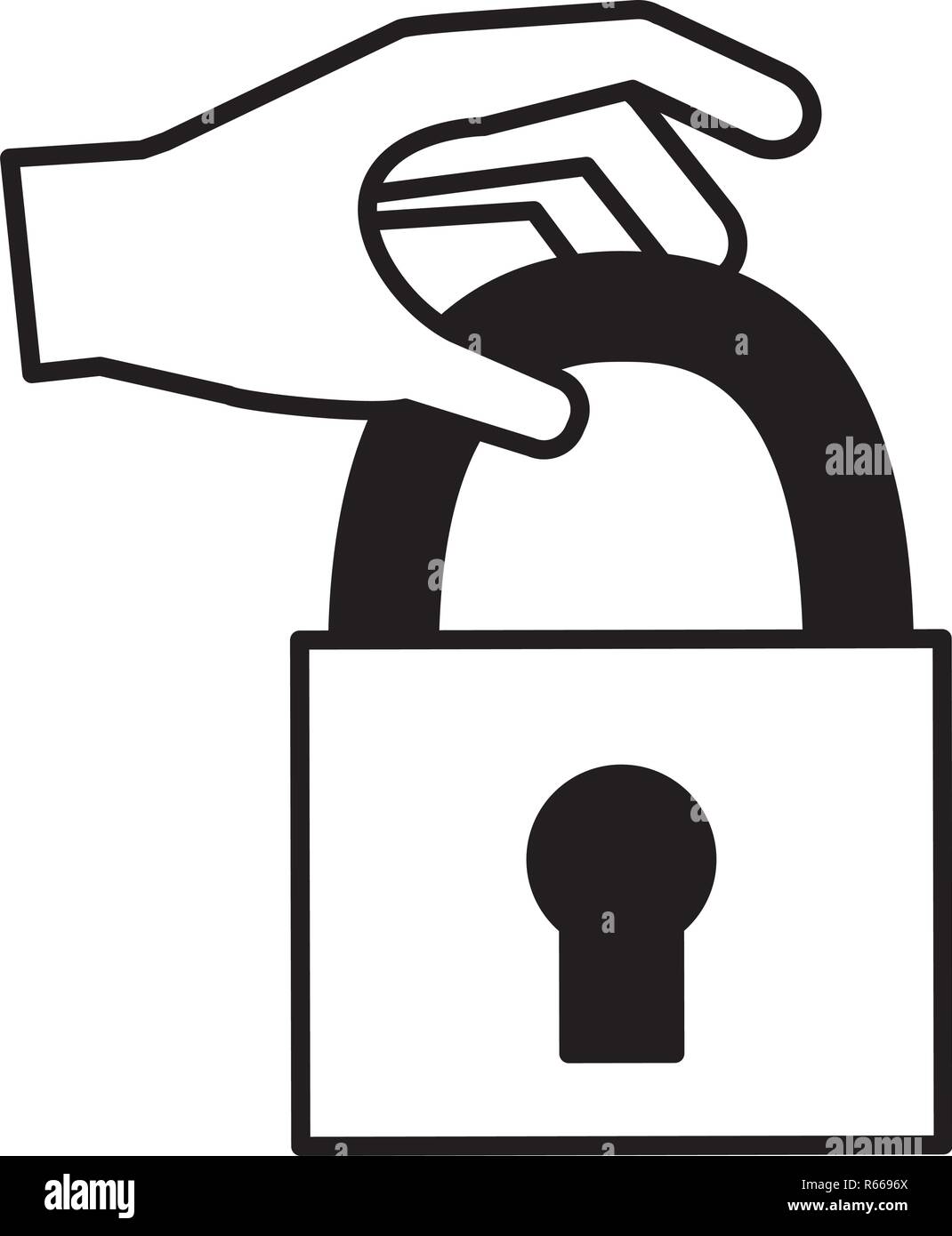 hand holding padlock protection security vector illustration Stock ...