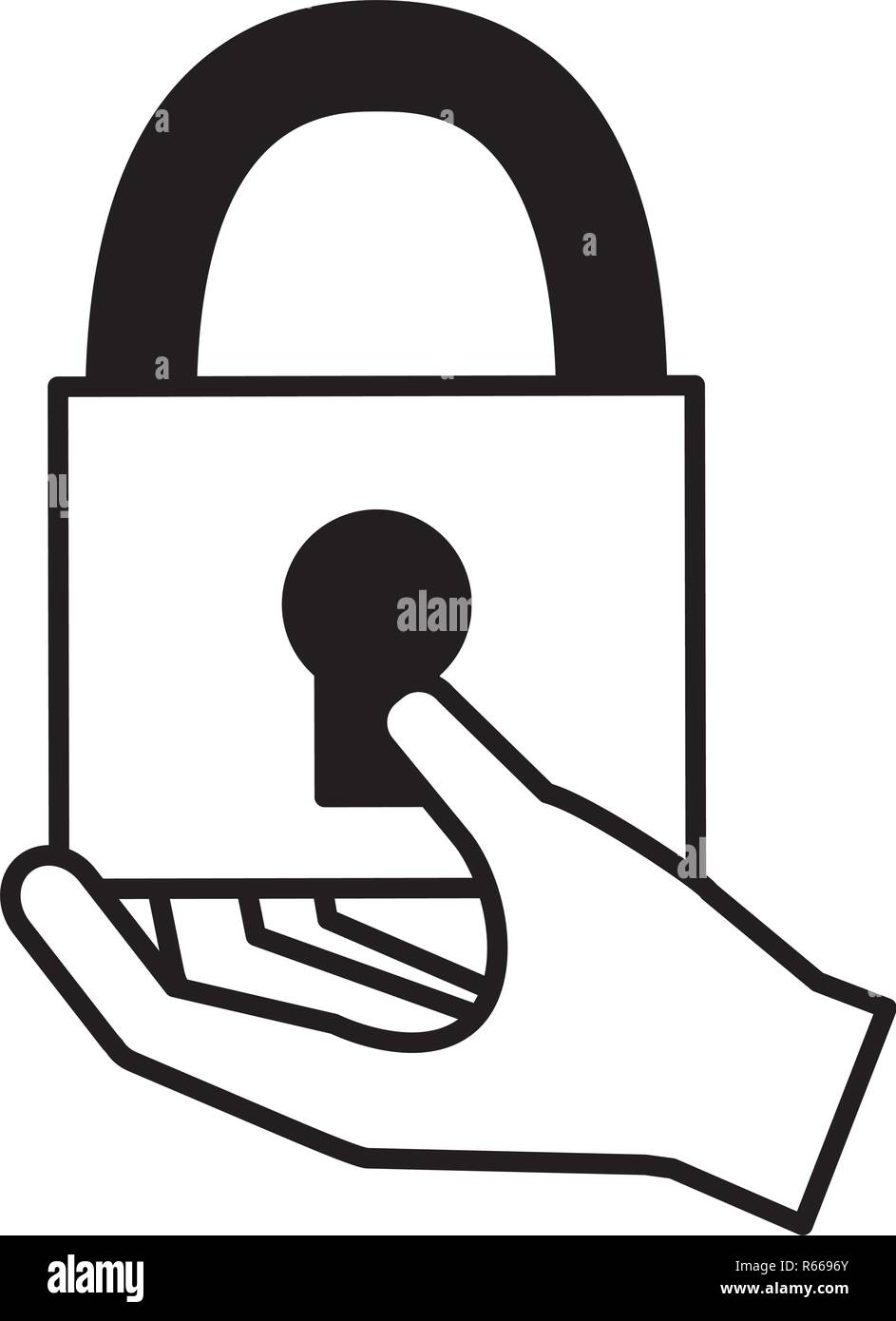 hand holding padlock protection security vector illustration Stock ...