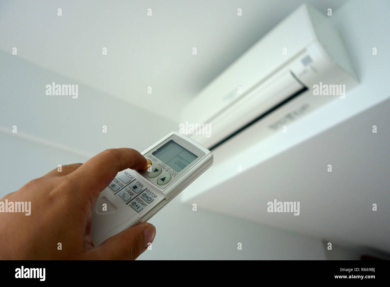 Turning on of air conditioning Stock Photo Alamy