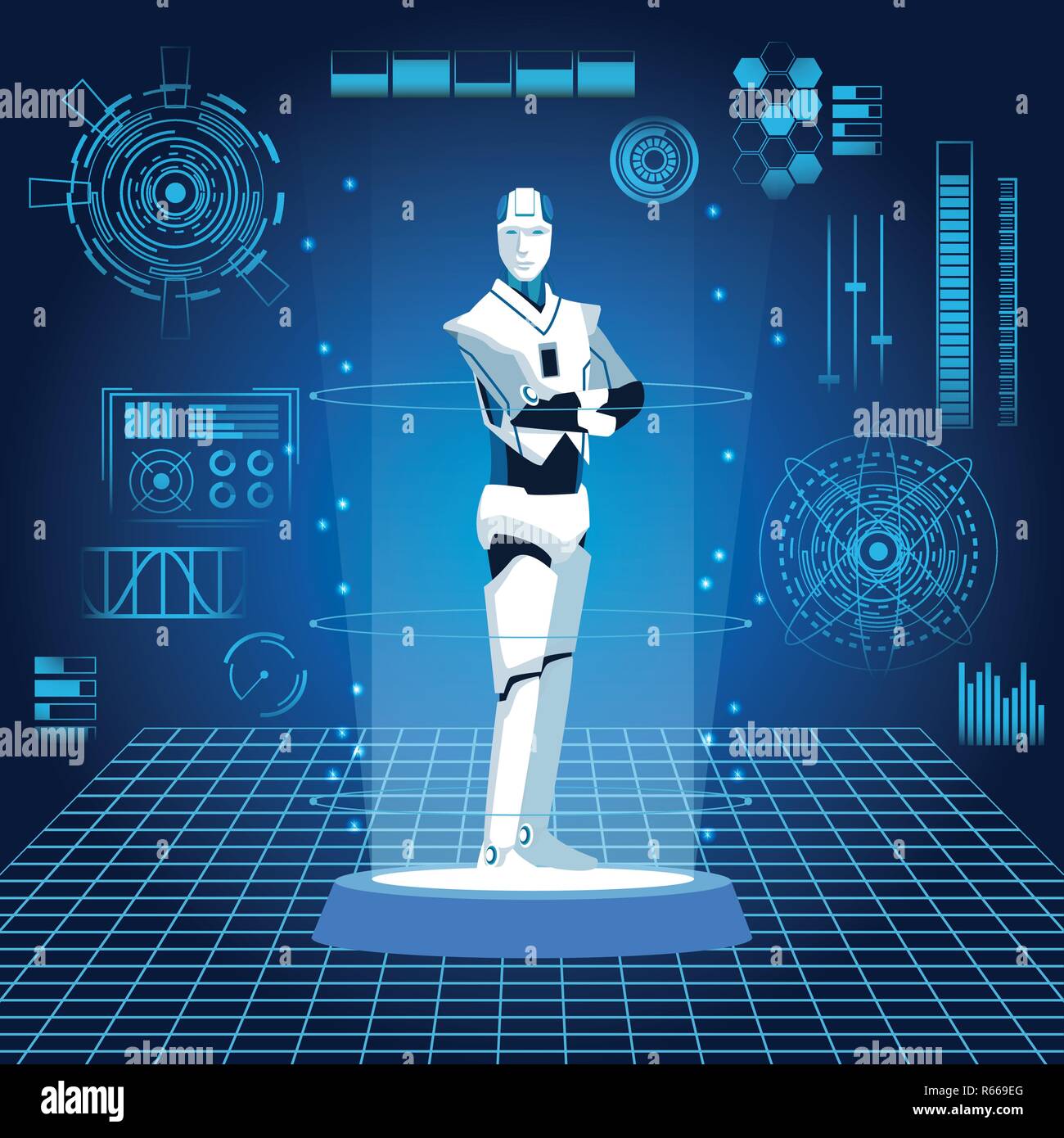 humanoid robot avatar Stock Vector
