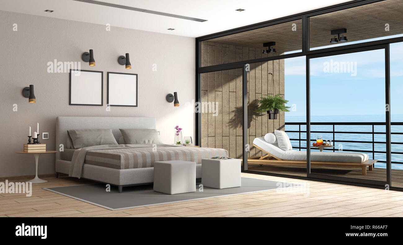 Large master bedroom of an holiday villa Stock Photo