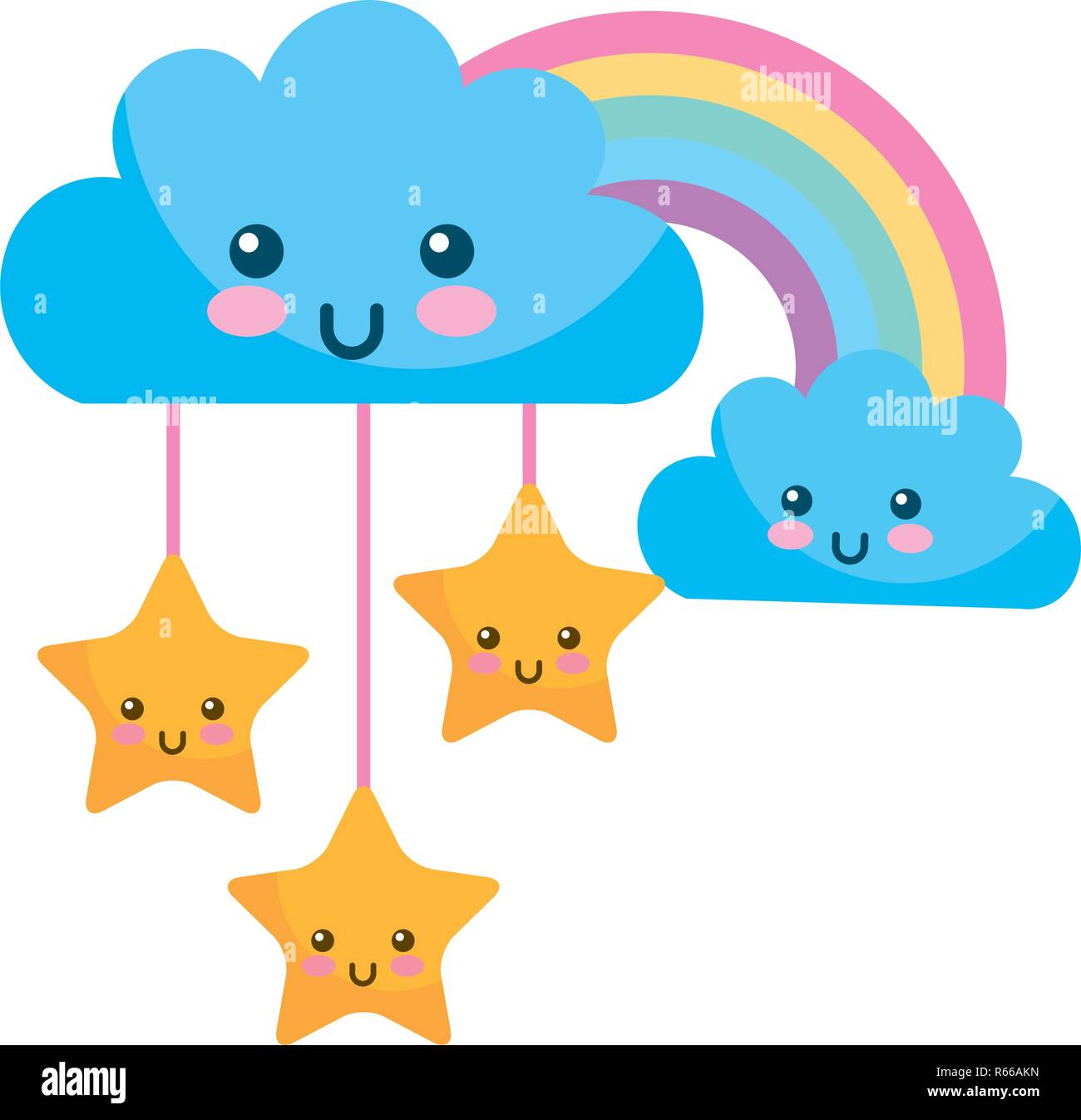 kawaii clouds stars and rainbow cartoon Stock Vector Image & Art - Alamy