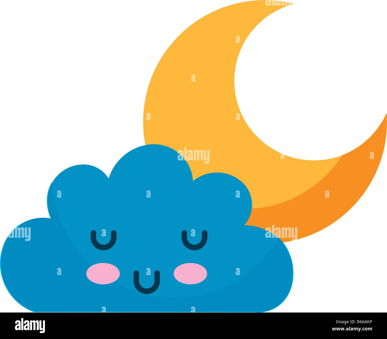 kawaii cloud and moon cartoon Stock Vector Image & Art - Alamy